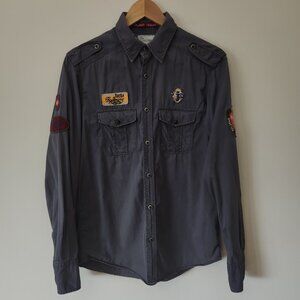 Jachs J Class of Cheap Shirt Men Button Up Dark Gray Long Sleeve Casual Size S